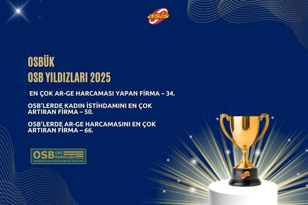 ASİS Otomasyon, OSBÜK OSB Yıldızları Araştırması 2025’te Üç Kategoride İlk 100’de Yer Aldı